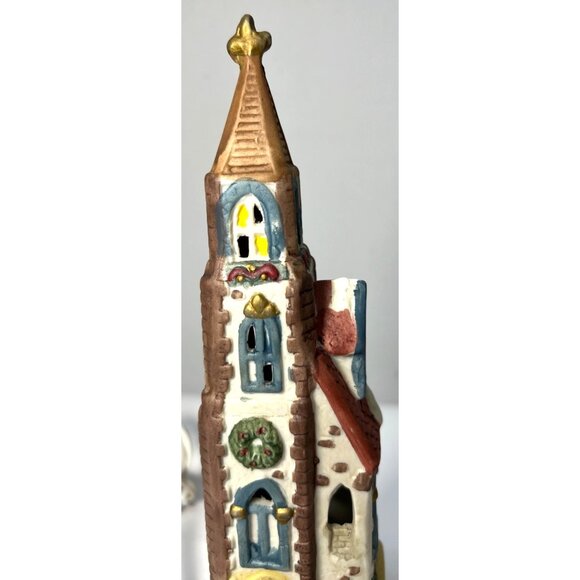 Vintage Ceramic Hand-Painted Light-Up Church Tower - Picture 3 of 5